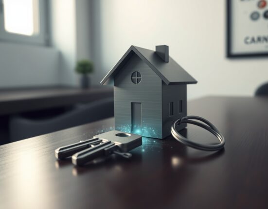 Fannie Mae's plan for crypto-backed mortgages symbolized by a house key on digital assets.