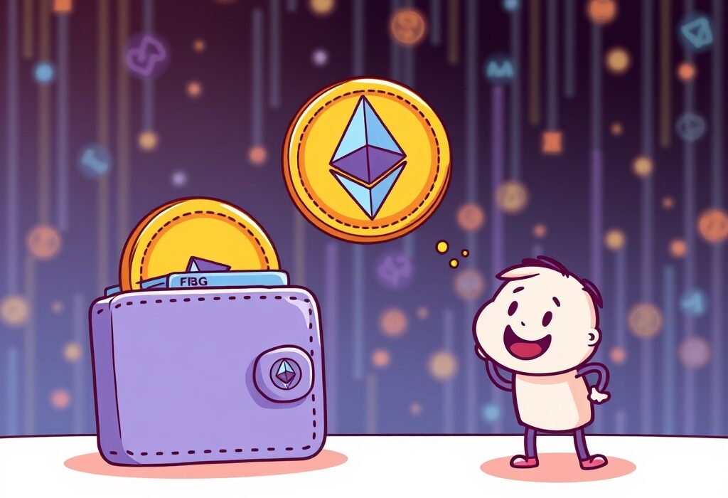 A cartoon illustration showing a successful FBG Capital ETH deposit to Binance, representing a significant profit.