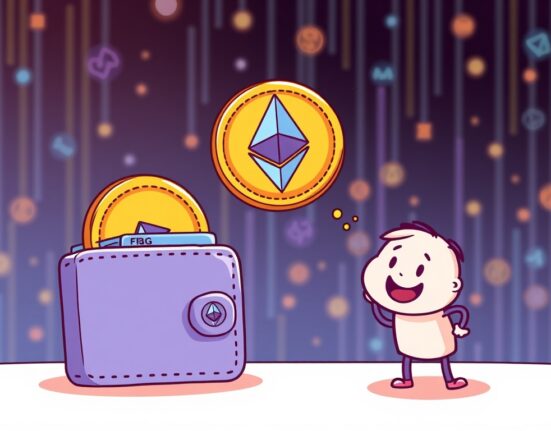 A cartoon illustration showing a successful FBG Capital ETH deposit to Binance, representing a significant profit.