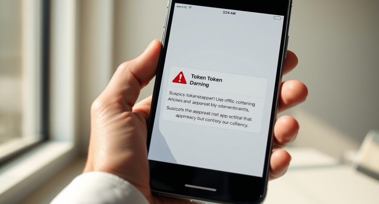 FBI warning about fake Tron tokens showing a smartphone cryptocurrency wallet alert for a suspicious transaction.