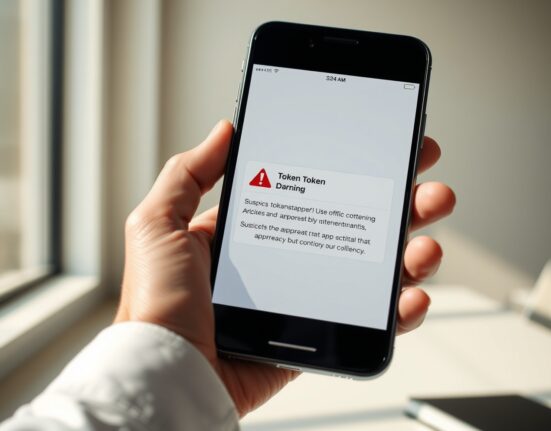 FBI warning about fake Tron tokens showing a smartphone cryptocurrency wallet alert for a suspicious transaction.