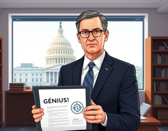 FDIC Chairman Travis Hill discussing stablecoin regulation and deposit insurance exclusion under the GENIUS Act