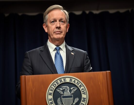 Richmond Federal Reserve President Thomas Barkin speaking at a press conference, declining to provide forward guidance on interest rates.