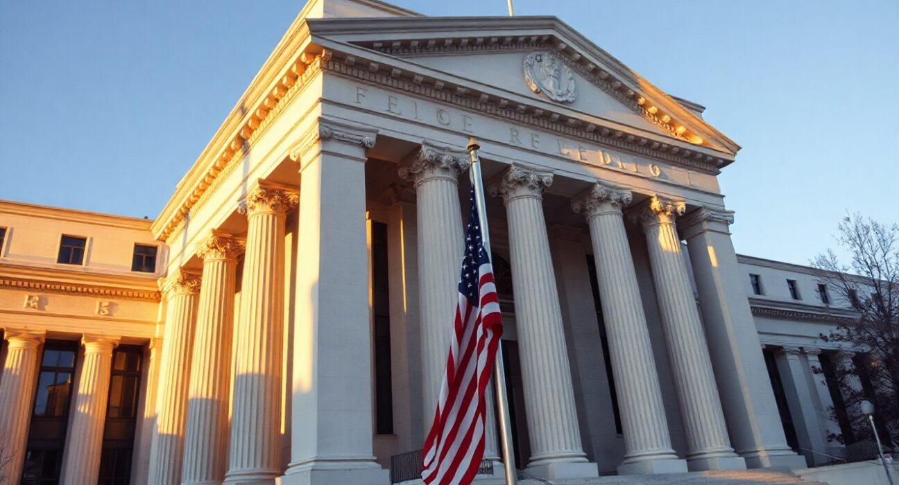 Federal Reserve building in Washington, D.C., symbolizing monetary policy decisions.