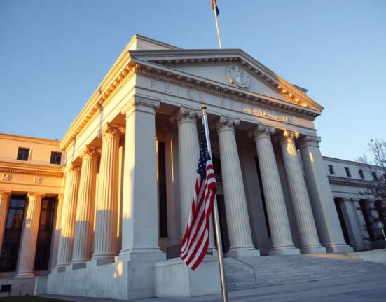 Federal Reserve building in Washington, D.C., symbolizing monetary policy decisions.