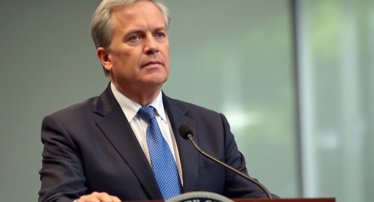 Federal Reserve President Thomas Barkin discussing interest rates and AI economic impact at policy briefing