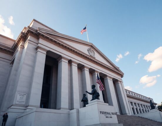 Federal Reserve building in Washington, D.C. on a clear day, representing central bank economic reporting.