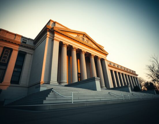 Exterior of the Federal Reserve building in Washington, D.C., under afternoon sunlight.