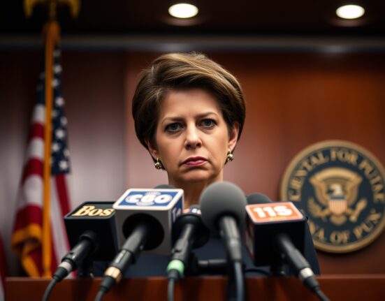 Federal Reserve Governor Michelle Bowman at a press conference, speaking about stalled inflation progress.