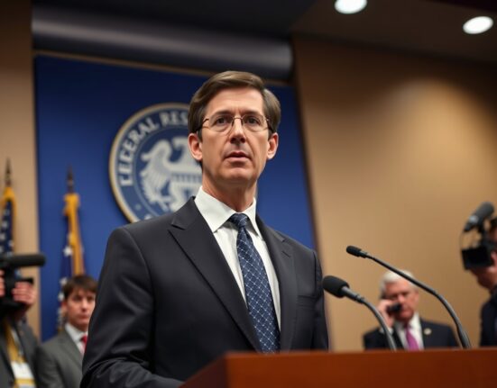 Federal Reserve Chairman Kevin Warsh speaking at a press conference, reaffirming the 2% inflation target.