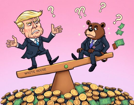 Cartoon illustration showing the plunging Fed chair odds for Kevin Hassett amid independence concerns