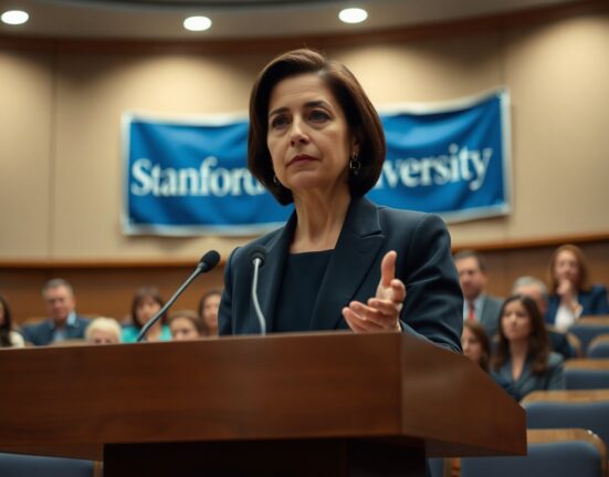 Federal Reserve Governor Lisa Cook speaking at a Stanford University event about inflation risks and potential rate hikes.