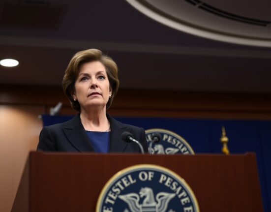 Federal Reserve Bank of San Francisco President Mary Daly speaking at a press conference about inflation risks.