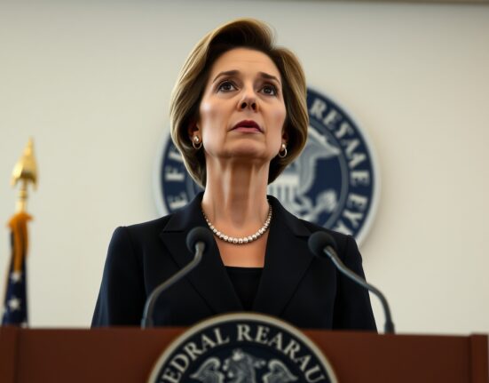 Federal Reserve President Mary Daly discussing inflation and interest rate policy at press conference