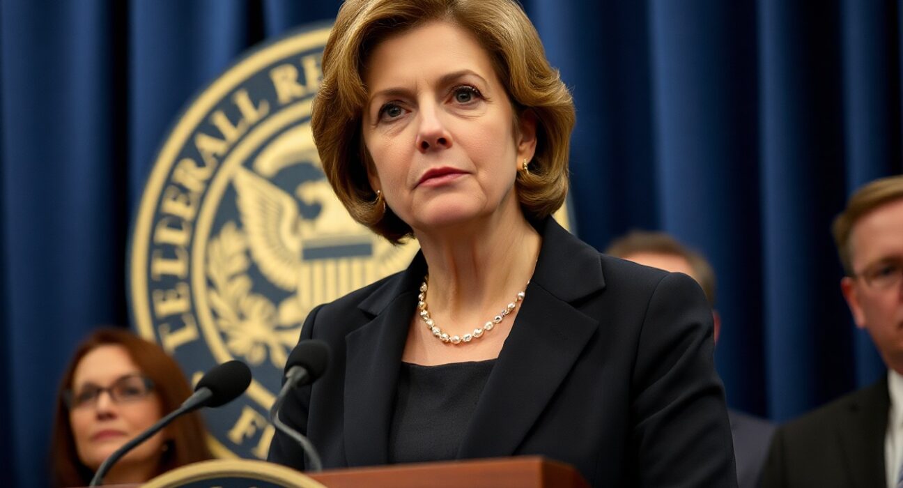 Federal Reserve Bank of San Francisco President Mary Daly speaking at a press conference