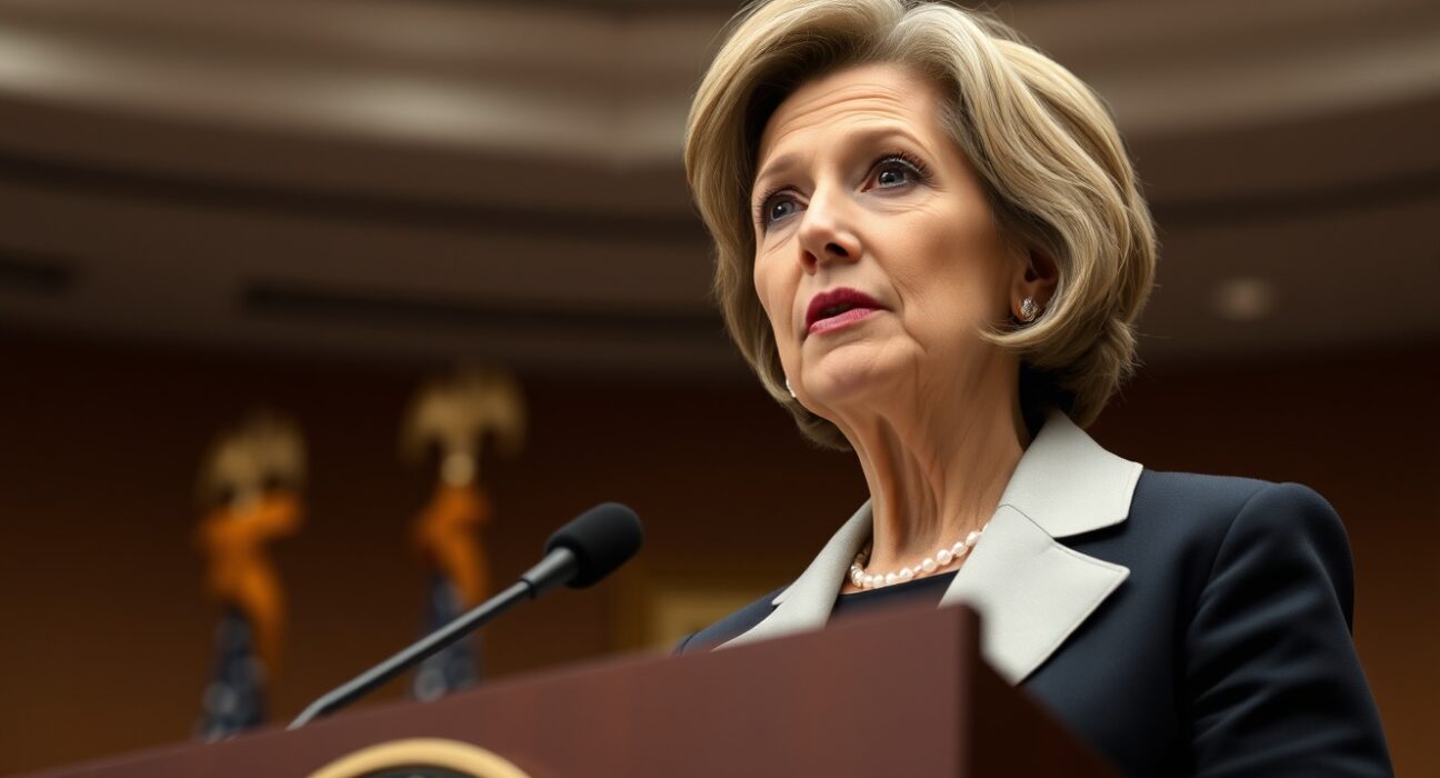 Federal Reserve President Mary Daly discussing monetary policy and potential rate cuts amid geopolitical tensions