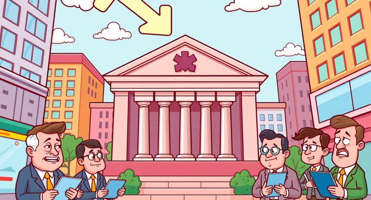 Cartoon illustration showing relief after the crucial Fed decision on interest rates