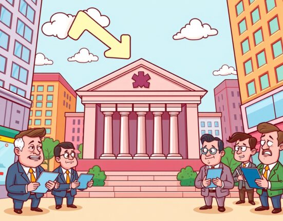 Cartoon illustration showing relief after the crucial Fed decision on interest rates