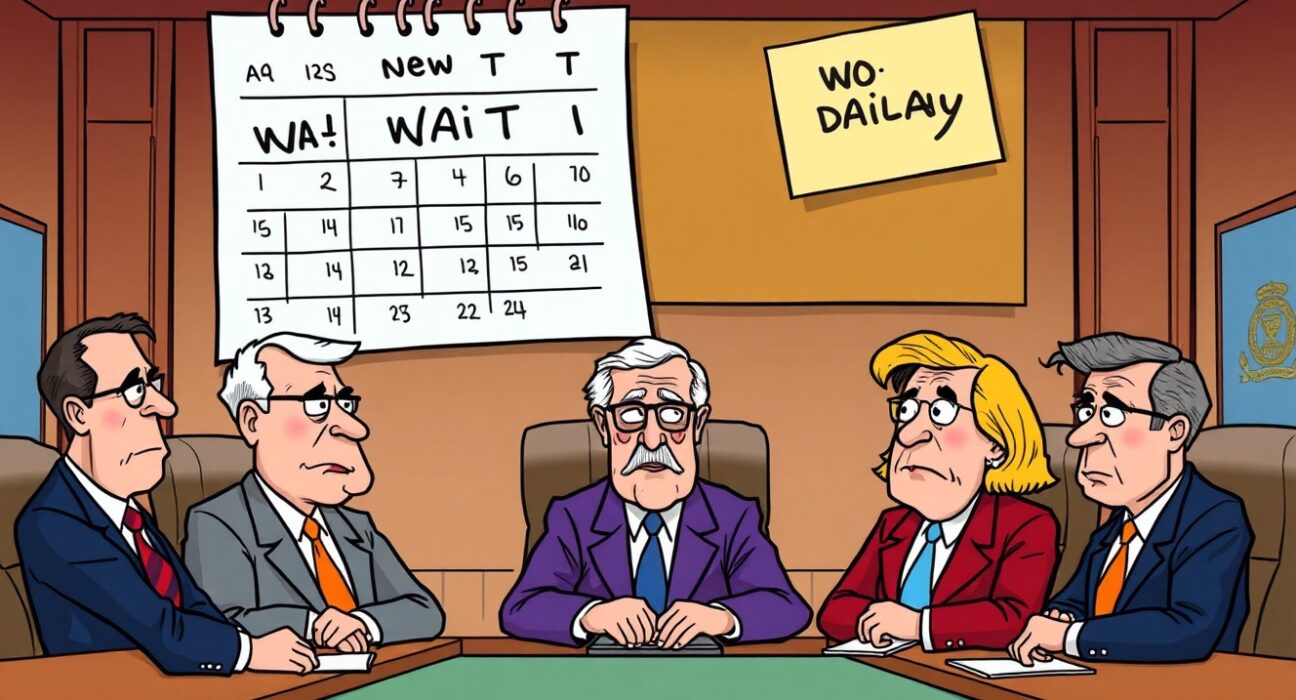 Federal Reserve officials deliberate on delaying interest rate cuts, conveying caution in monetary policy decisions.