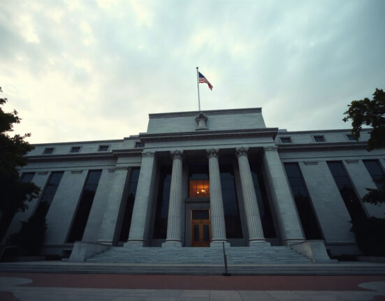 Federal Reserve building in Washington, D.C., under overcast sky, symbolizing monetary policy uncertainty.