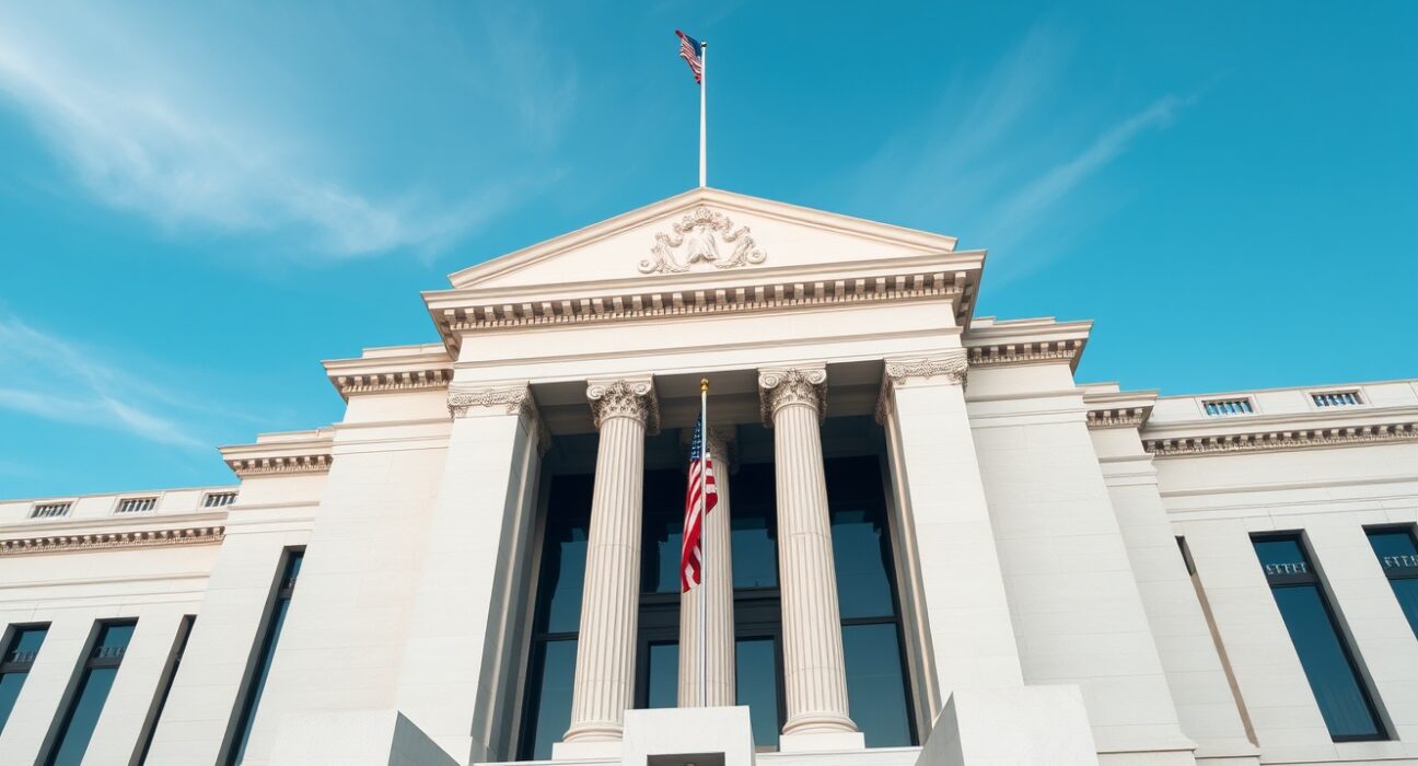 Federal Reserve Building in Washington, D.C. on a clear day