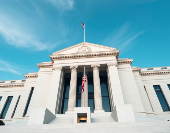 Federal Reserve Building in Washington, D.C. on a clear day