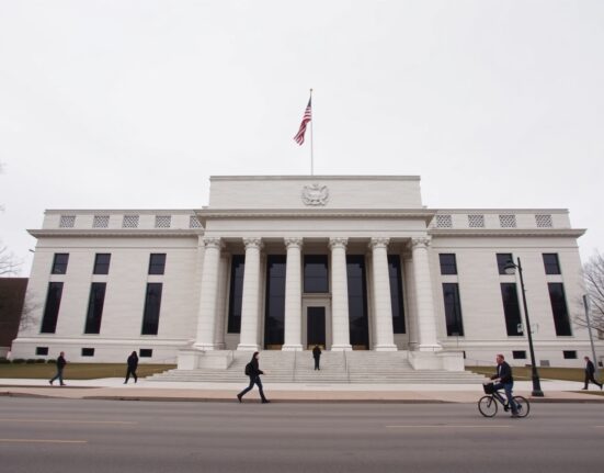 Exterior of the Federal Reserve building in Washington, D.C., under overcast afternoon light.