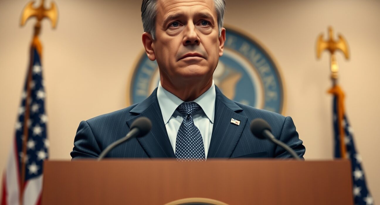 Federal Reserve official Austan Goolsbee speaking at a press conference about inflation concerns.