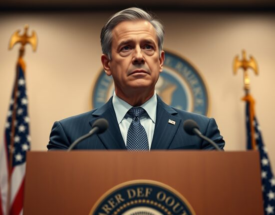 Federal Reserve official Austan Goolsbee speaking at a press conference about inflation concerns.