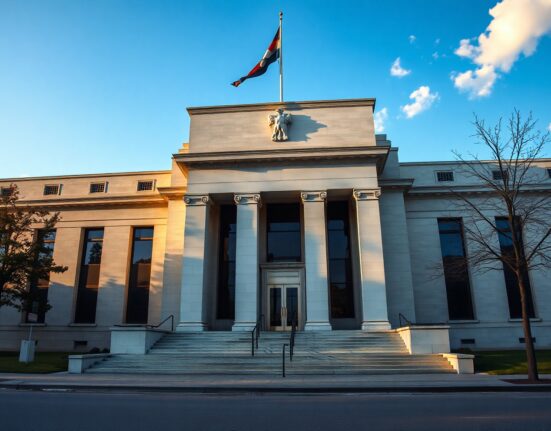 Exterior of the Federal Reserve building in Washington, D.C., with soft afternoon lighting.