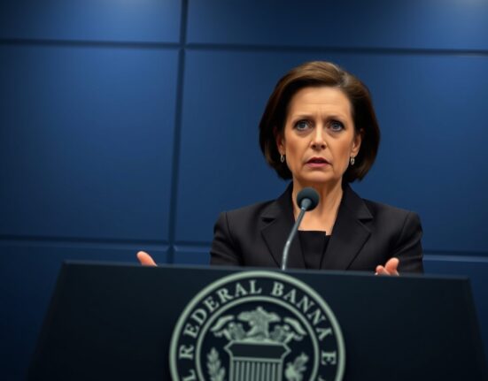 Federal Reserve official Beth Hammack speaking at a press conference, warning about persistent inflation and potential rate hikes.