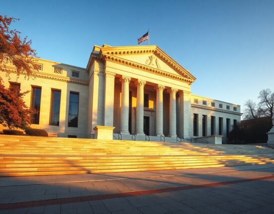 Federal Reserve building in Washington D.C. on a sunny autumn afternoon