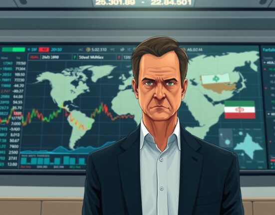 Federal Reserve analysis with global market charts and Middle East map highlighting Iran-Israel tensions.