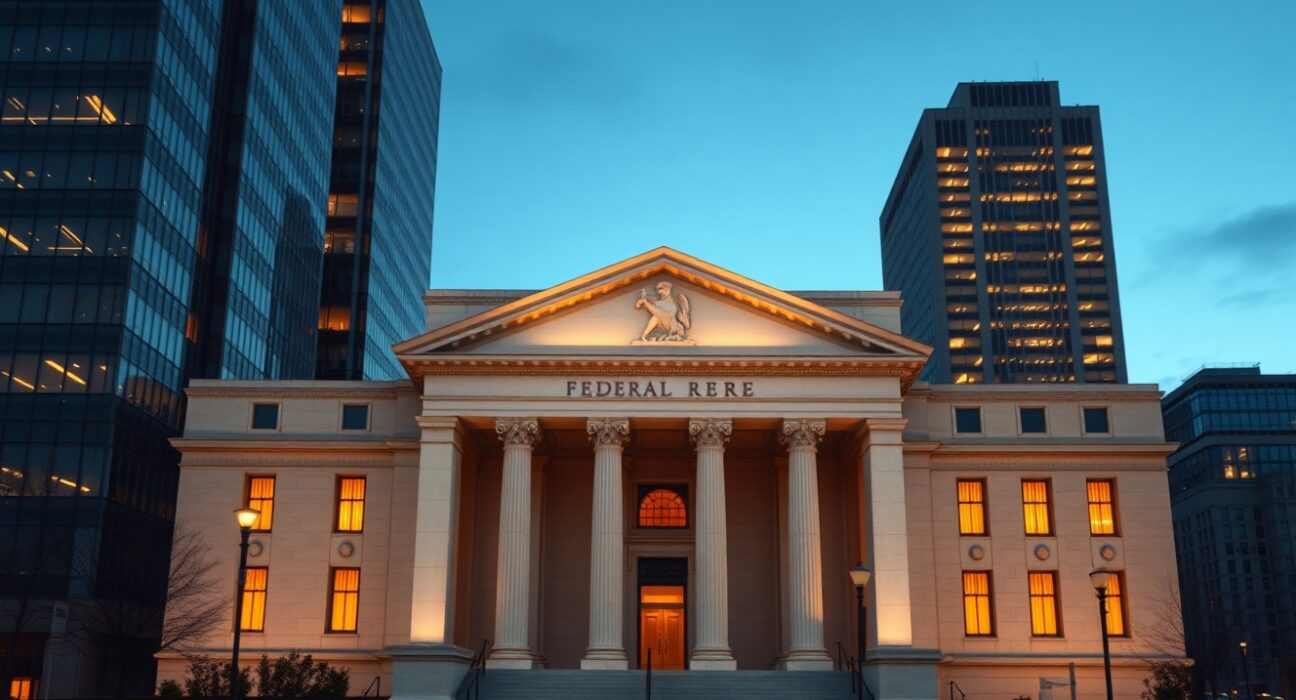 Federal Reserve building analysis for monetary policy forecast through 2026