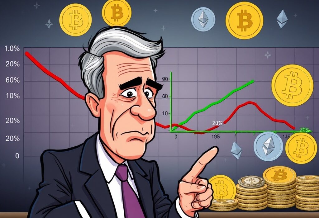 A cartoon illustration showing the inflation target nearing 2%, symbolizing economic stability and its potential impact on cryptocurrency markets.