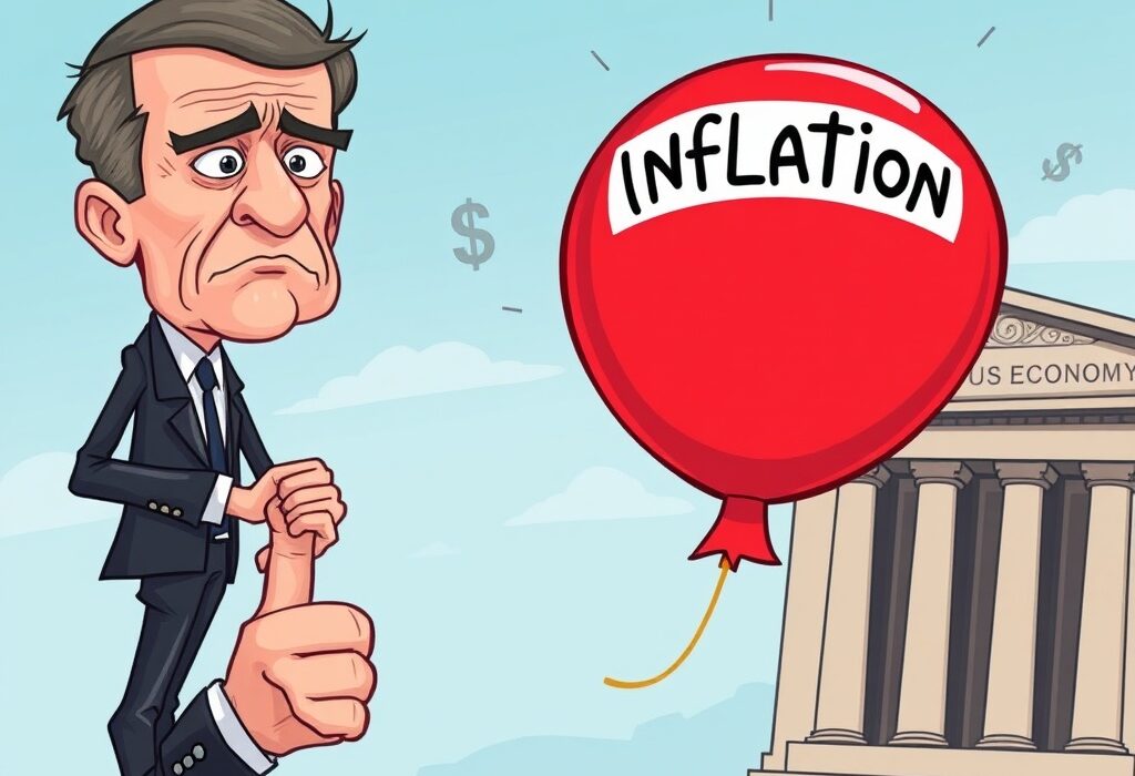 Jerome Powell carefully balancing inflation, illustrating the Fed's efforts to manage the Fed inflation target while maintaining a strong US economy.