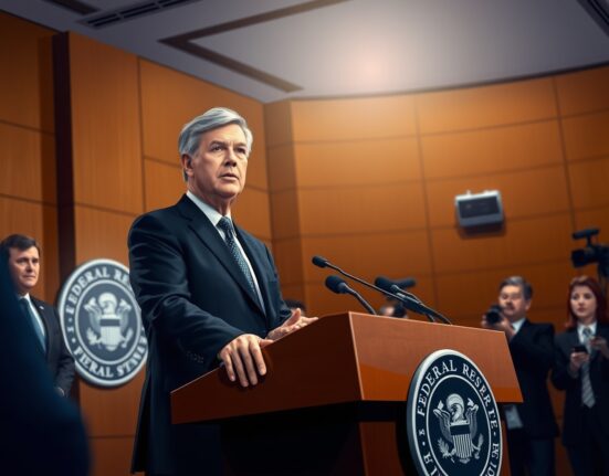 Fed Chairman Powell at a press conference discussing the interest rate close to neutral