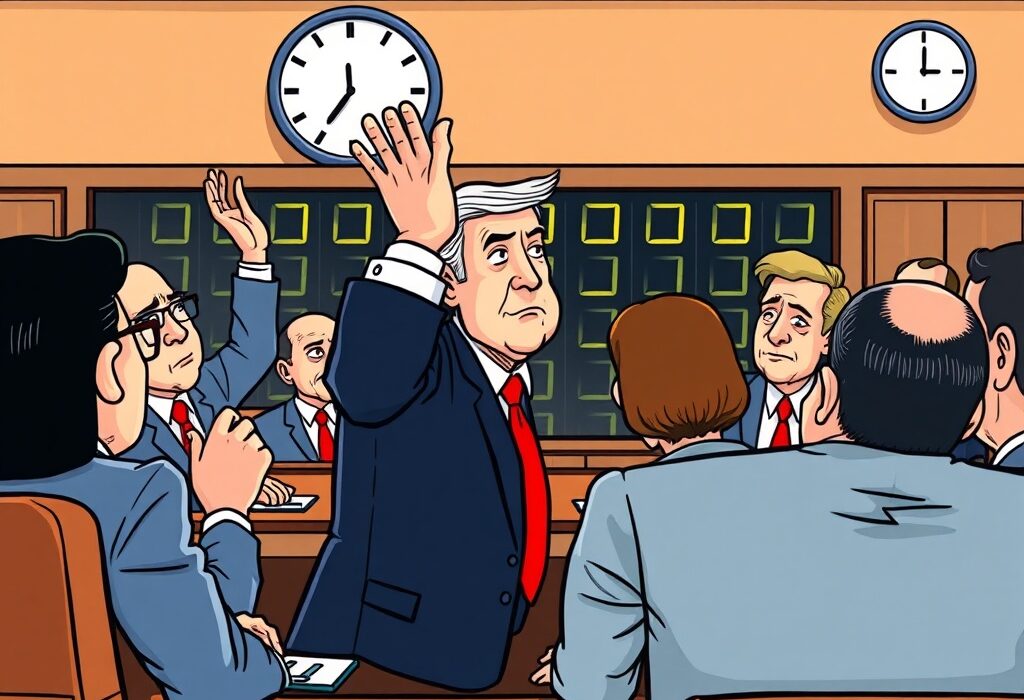 Cartoon illustrating the internal debate on Fed interest rates among central bankers, highlighting their differing opinions on monetary policy.