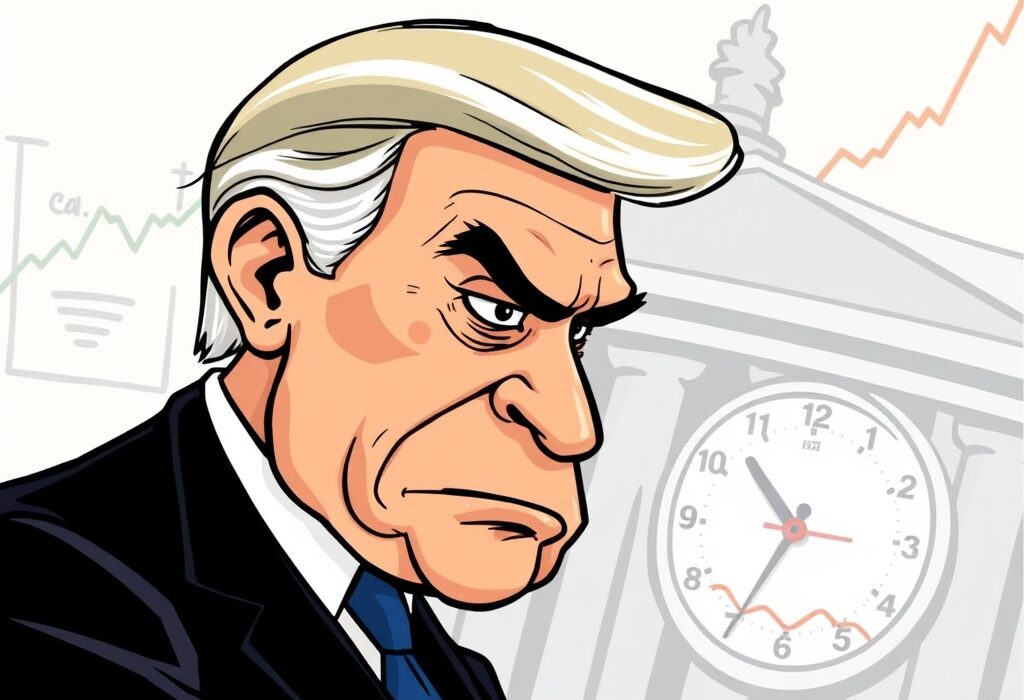 A cartoon illustration conveying a patient approach to Fed interest rates, highlighting cautious economic decision-making.