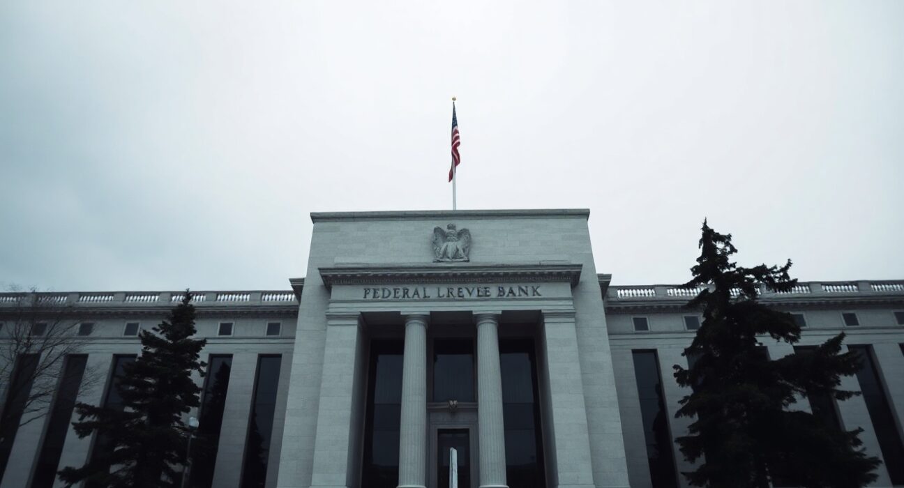 Federal Reserve Bank of Minneapolis building exterior under overcast sky