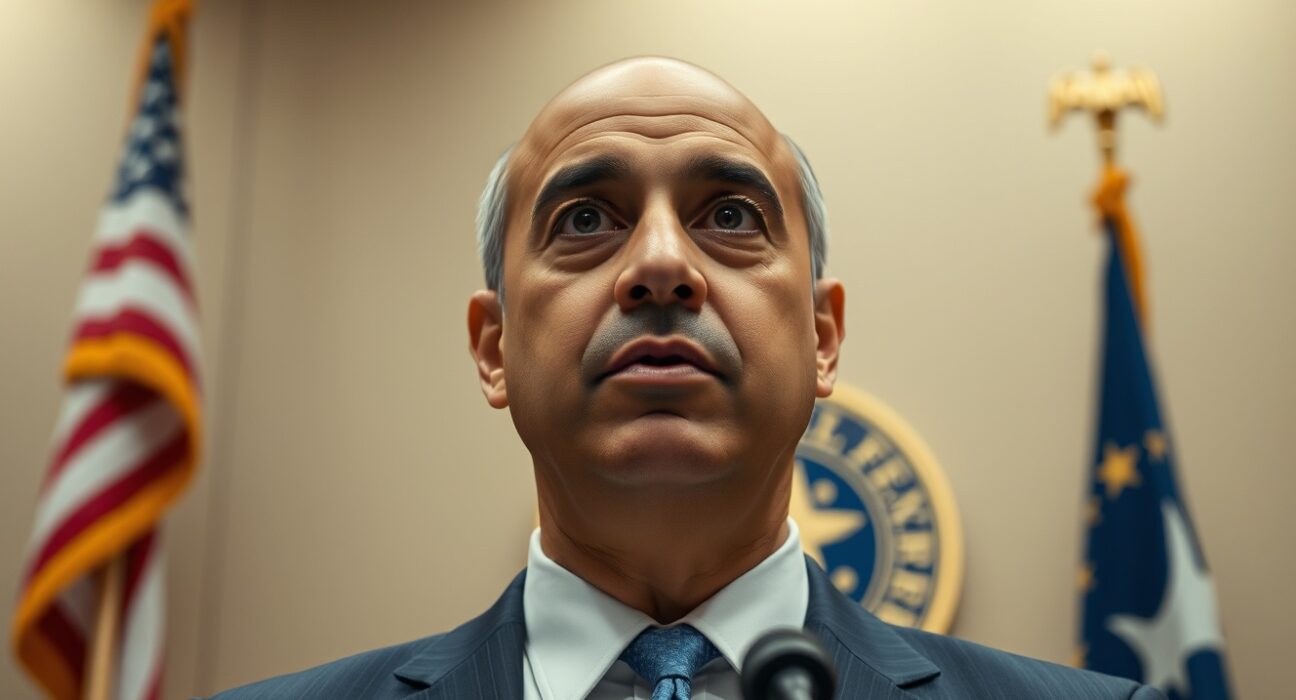 Federal Reserve Bank of Minneapolis President Neel Kashkari speaking at a press conference about inflation being too high.