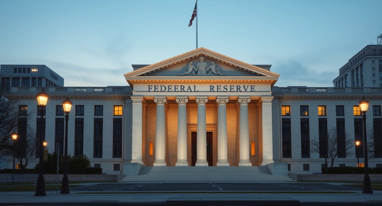 Federal Reserve building representing central bank leadership and monetary policy decisions affecting markets