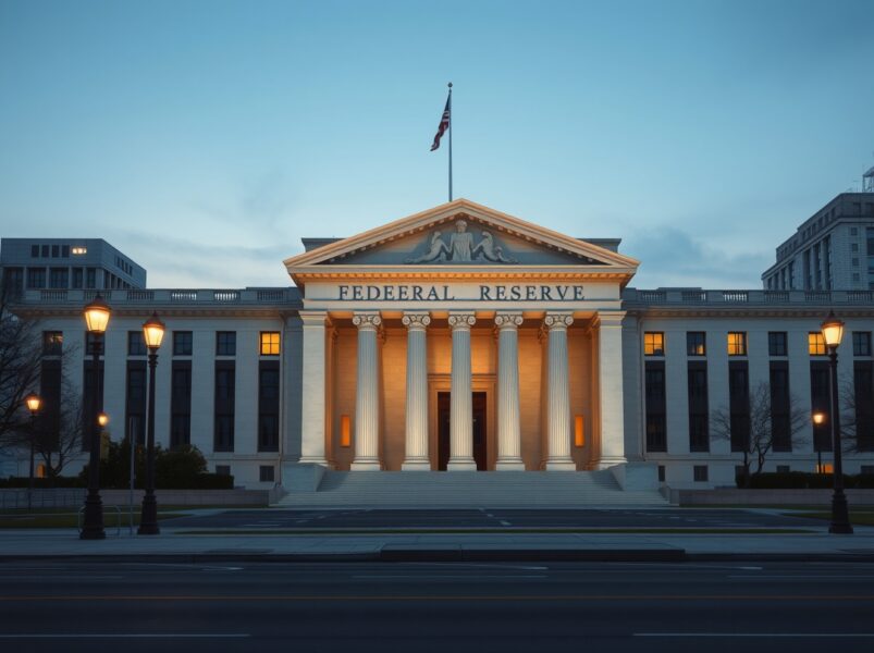 Federal Reserve building representing central bank leadership and monetary policy decisions affecting markets