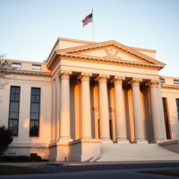 Federal Reserve building in Washington, D.C., symbolizing monetary policy decisions.