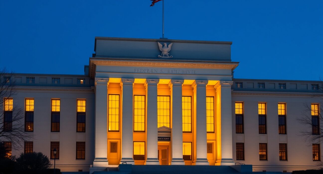Federal Reserve building analysis of monetary policy decisions and economic risks in 2025
