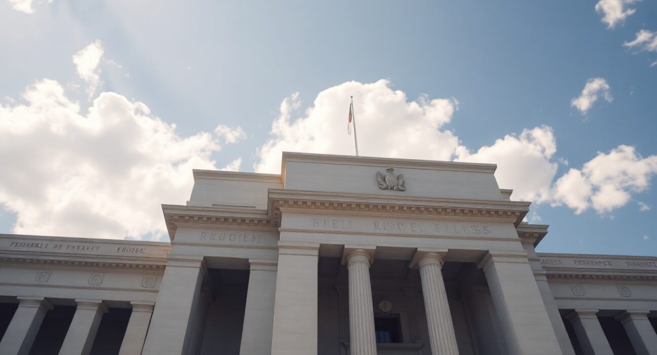 Federal Reserve Building in Washington, D.C. on a sunny afternoon