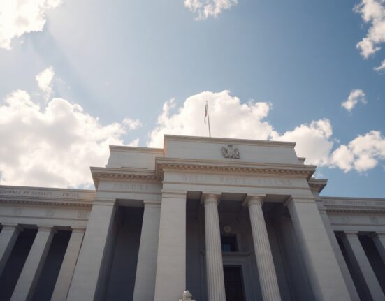 Federal Reserve Building in Washington, D.C. on a sunny afternoon