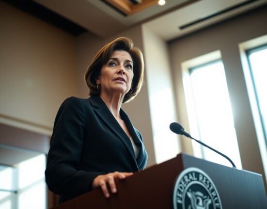 Federal Reserve Governor Lisa Miran announces inflation projections during economic briefing