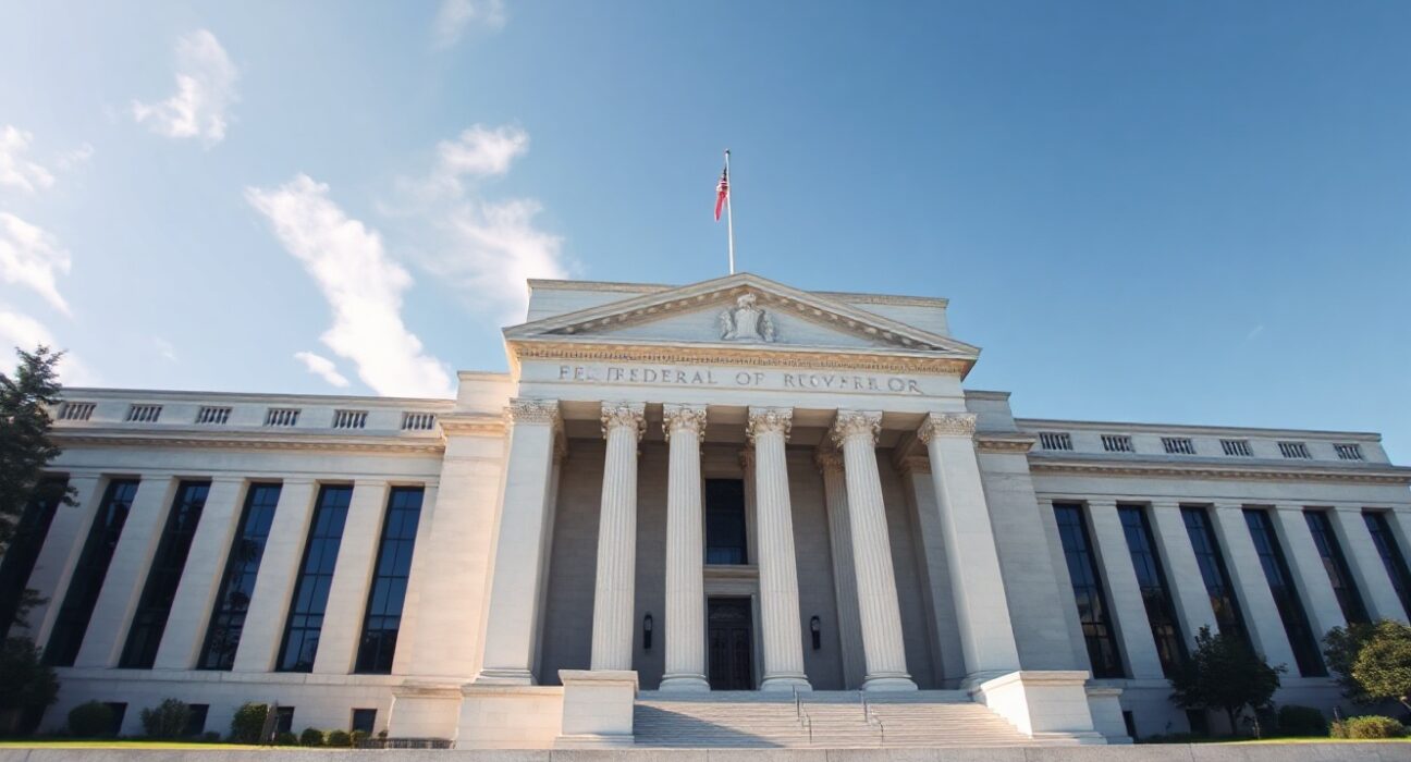 Federal Reserve building in Washington DC, representing US monetary policy.