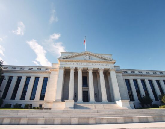 Federal Reserve building in Washington DC, representing US monetary policy.